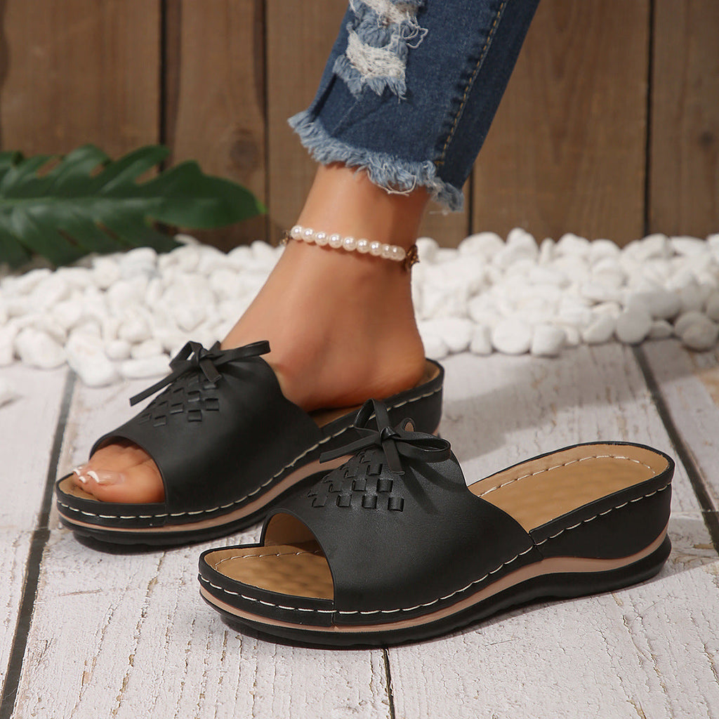 New Orthopedic Bow Wedge-heeled Platform Slippers