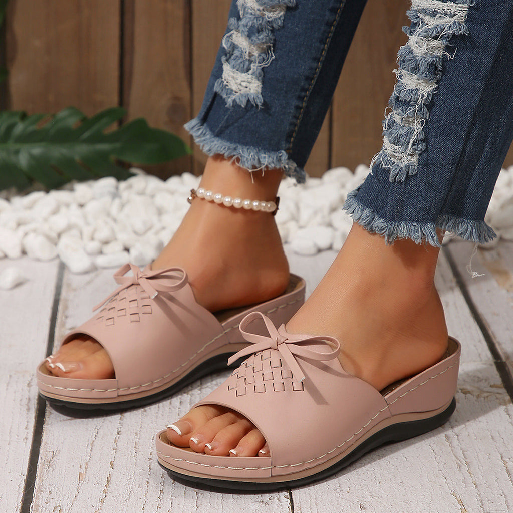 New Orthopedic Bow Wedge-heeled Platform Slippers