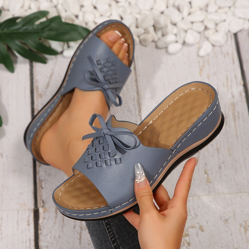 New Orthopedic Bow Wedge-heeled Platform Slippers