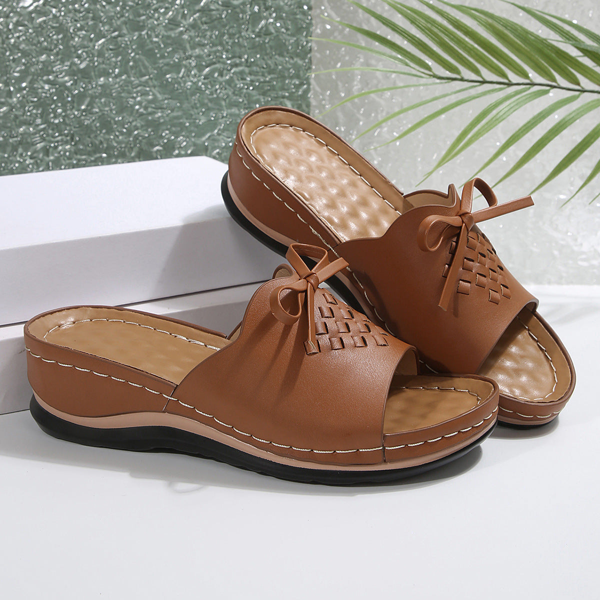New Orthopedic Bow Wedge-heeled Platform Slippers