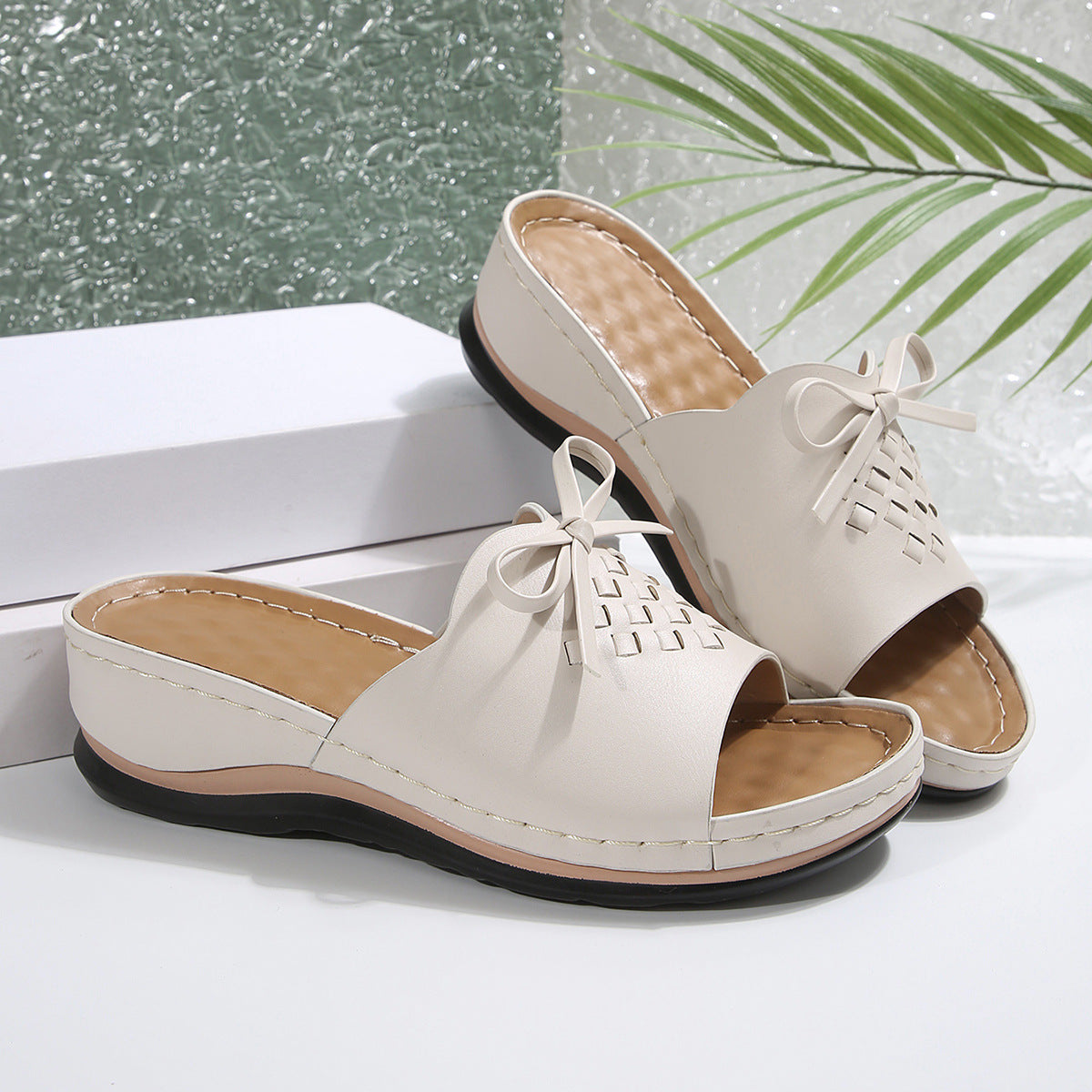 New Orthopedic Bow Wedge-heeled Platform Slippers