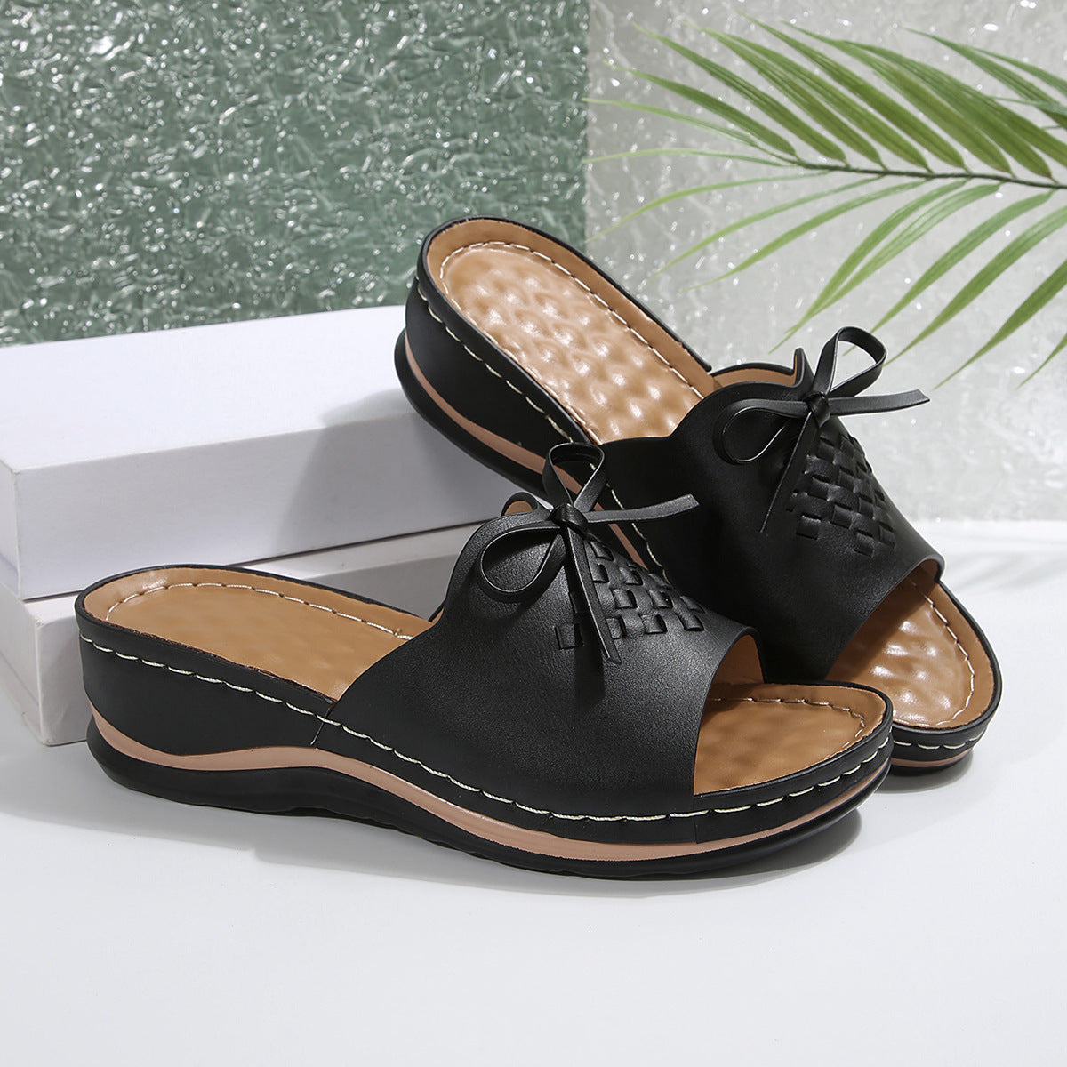 New Orthopedic Bow Wedge-heeled Platform Slippers