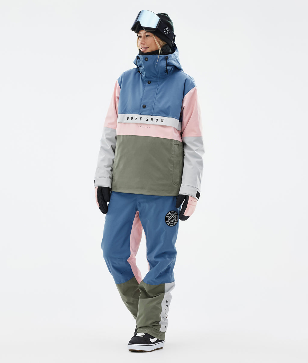 Snowboard Pants For Women Blue Steel/Light Grey/Soft Pink/Greenish