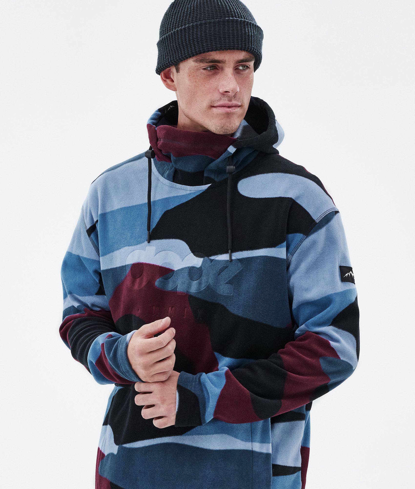 Fleece Hoodie For Men Shards Burgundy Blue