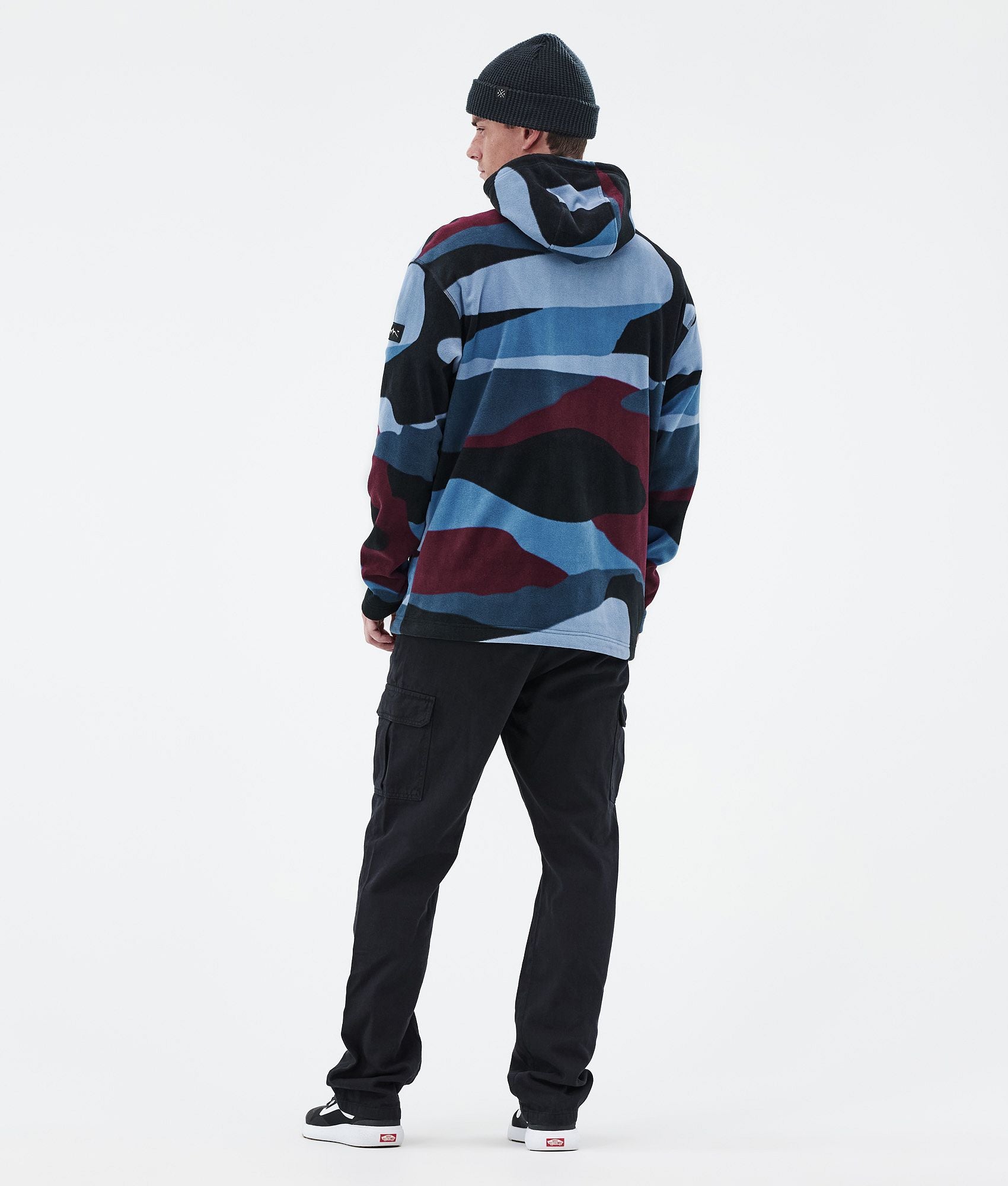 Fleece Hoodie For Men Shards Burgundy Blue