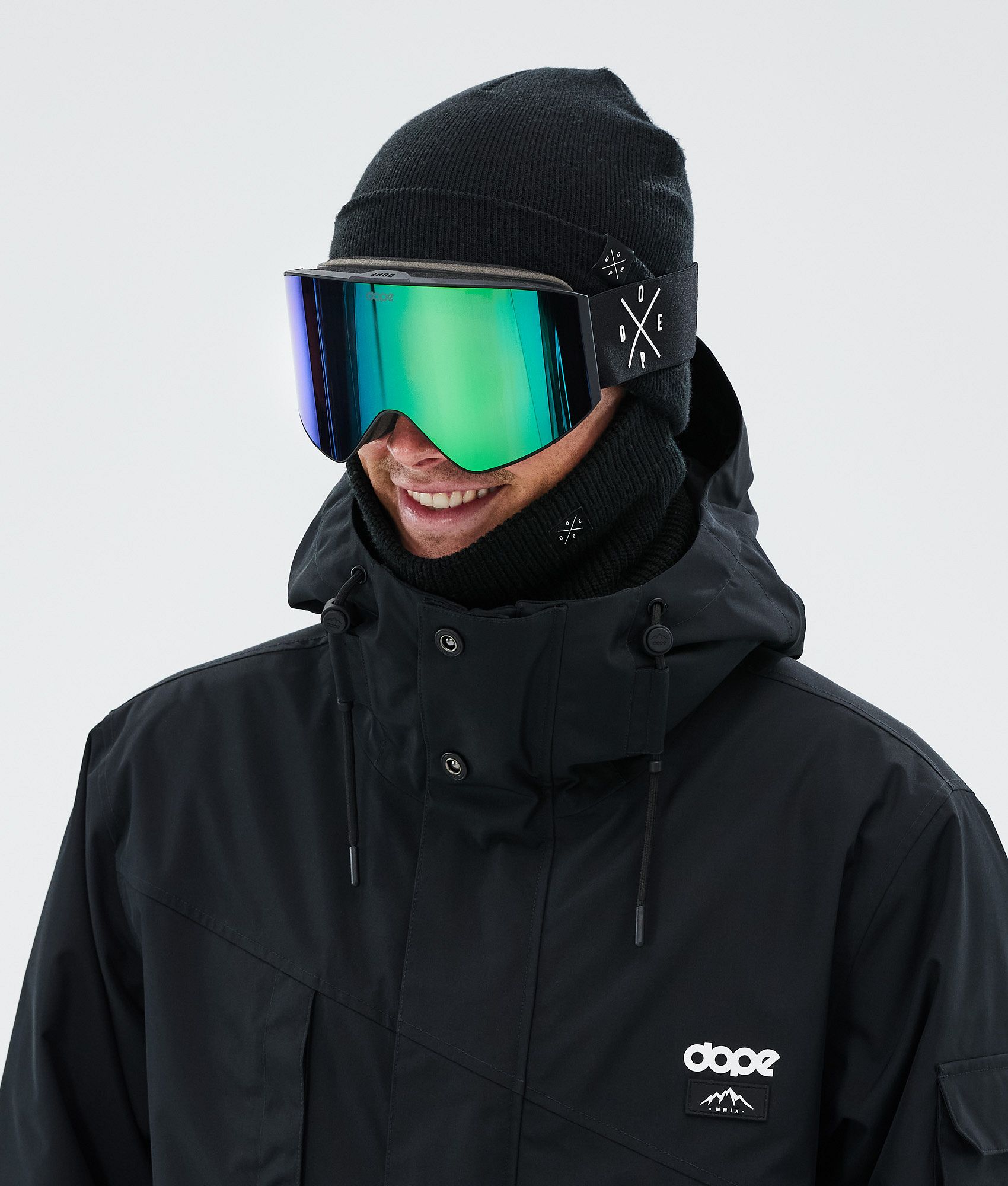Ski Goggles Black/Green Mirror
