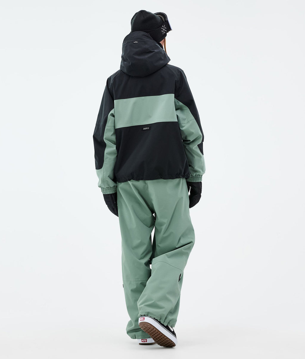 Snowboard Jacket For Women Stripe Black/Faded Green