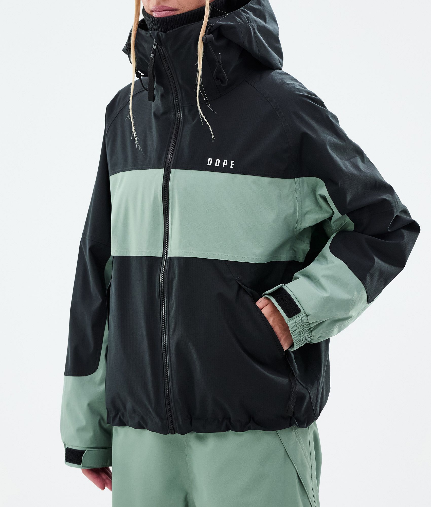 Snowboard Jacket For Women Stripe Black/Faded Green